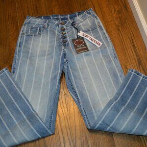 Cowgirl TUFF Highway Wide Leg Railroad Stripe Denim Jeans 30 Reg NWT